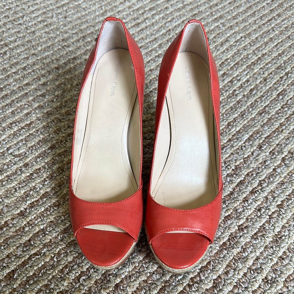 Calvin Klein Pink Espadrilles with Peep Toe Design